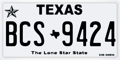 TX license plate BCS9424