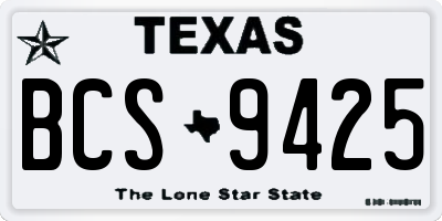 TX license plate BCS9425