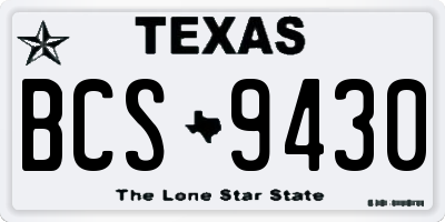 TX license plate BCS9430