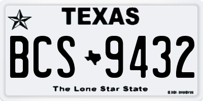 TX license plate BCS9432