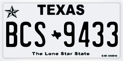 TX license plate BCS9433