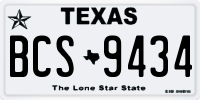 TX license plate BCS9434