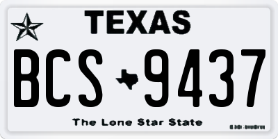 TX license plate BCS9437