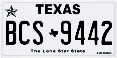 TX license plate BCS9442