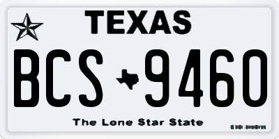 TX license plate BCS9460