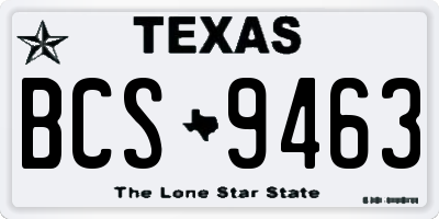 TX license plate BCS9463