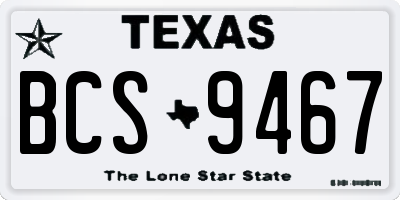TX license plate BCS9467