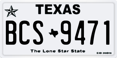 TX license plate BCS9471