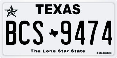 TX license plate BCS9474