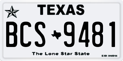 TX license plate BCS9481