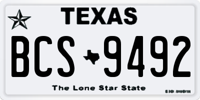 TX license plate BCS9492