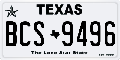 TX license plate BCS9496