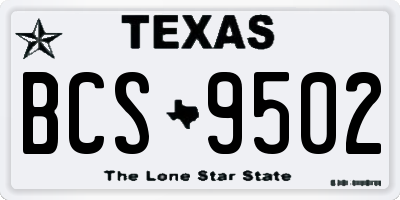 TX license plate BCS9502