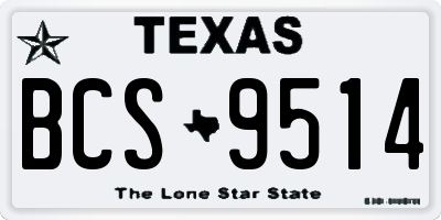 TX license plate BCS9514
