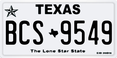 TX license plate BCS9549