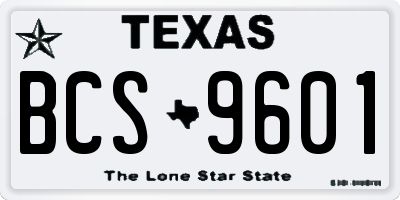 TX license plate BCS9601