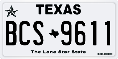 TX license plate BCS9611