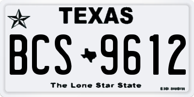 TX license plate BCS9612