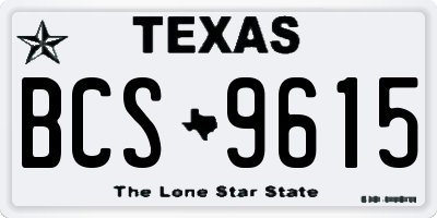 TX license plate BCS9615