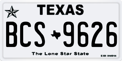 TX license plate BCS9626