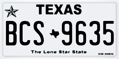 TX license plate BCS9635