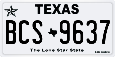 TX license plate BCS9637