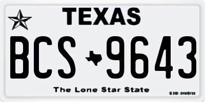 TX license plate BCS9643