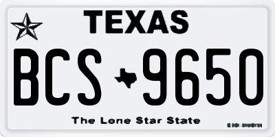 TX license plate BCS9650