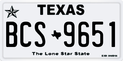 TX license plate BCS9651