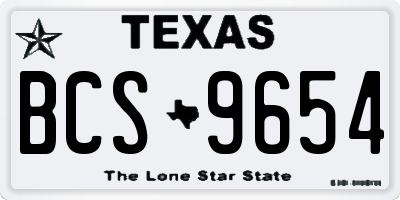 TX license plate BCS9654