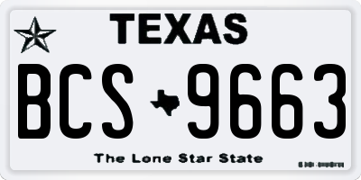 TX license plate BCS9663