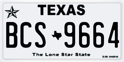 TX license plate BCS9664