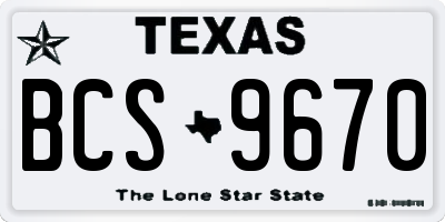 TX license plate BCS9670