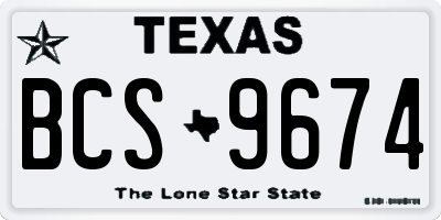 TX license plate BCS9674
