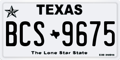 TX license plate BCS9675