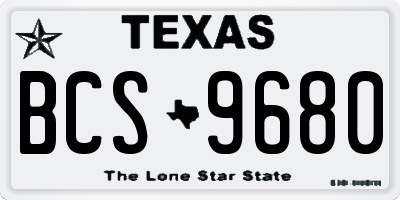 TX license plate BCS9680
