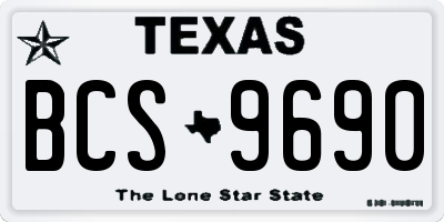 TX license plate BCS9690