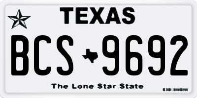 TX license plate BCS9692