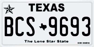 TX license plate BCS9693