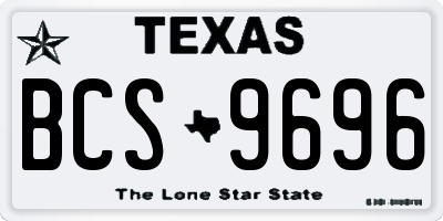 TX license plate BCS9696