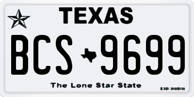 TX license plate BCS9699