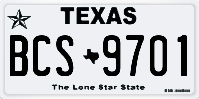 TX license plate BCS9701
