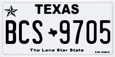 TX license plate BCS9705