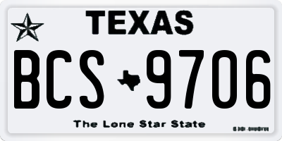 TX license plate BCS9706