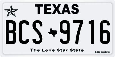 TX license plate BCS9716