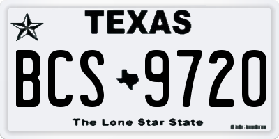TX license plate BCS9720