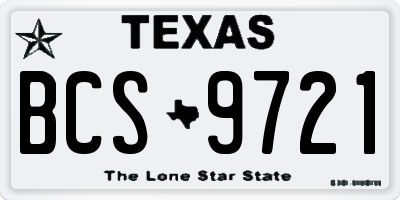 TX license plate BCS9721