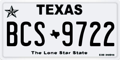 TX license plate BCS9722