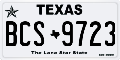 TX license plate BCS9723