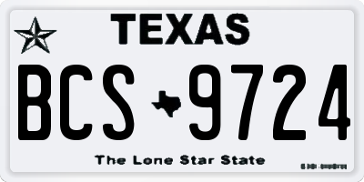 TX license plate BCS9724